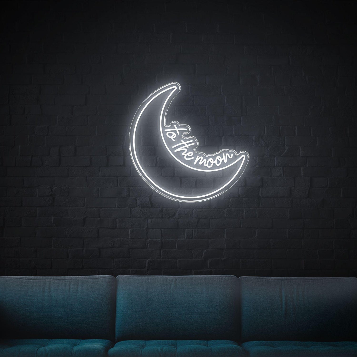 Blue Crescent Moon To The Moon Led Neon Sign For Home Decor | Shineneon