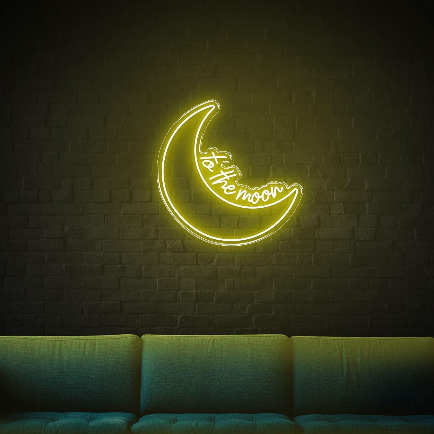 Blue Crescent Moon To The Moon Led Neon Sign For Home Decor | Shineneon