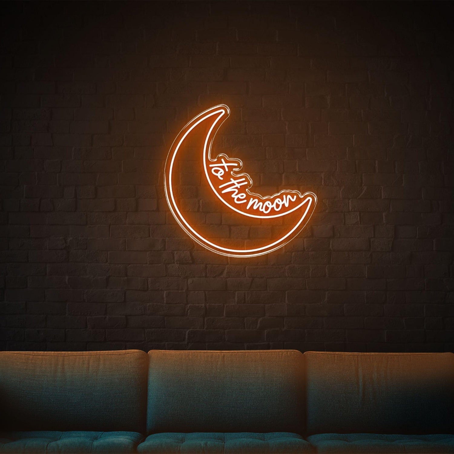 Blue Crescent Moon To The Moon Led Neon Sign For Home Decor | Shineneon