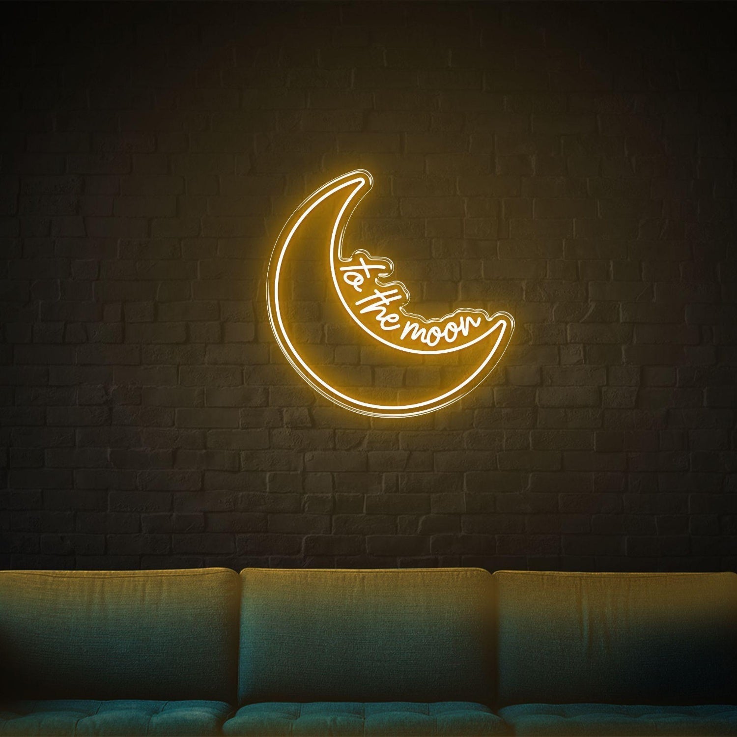 Blue Crescent Moon To The Moon Led Neon Sign For Home Decor | Shineneon