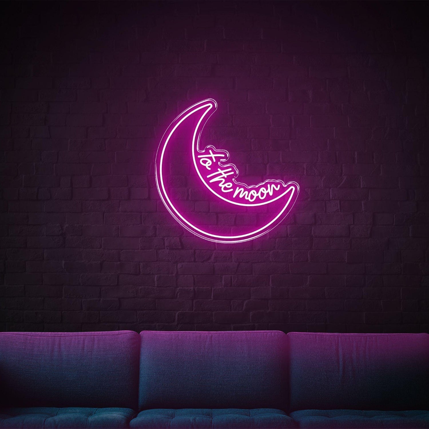 Blue Crescent Moon To The Moon Led Neon Sign For Home Decor | Shineneon
