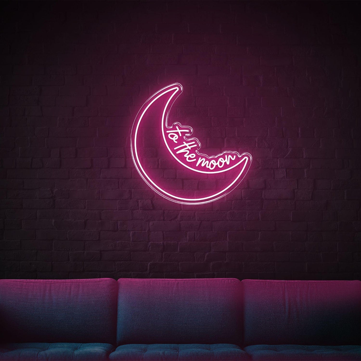 Blue Crescent Moon To The Moon Led Neon Sign For Home Decor | Shineneon