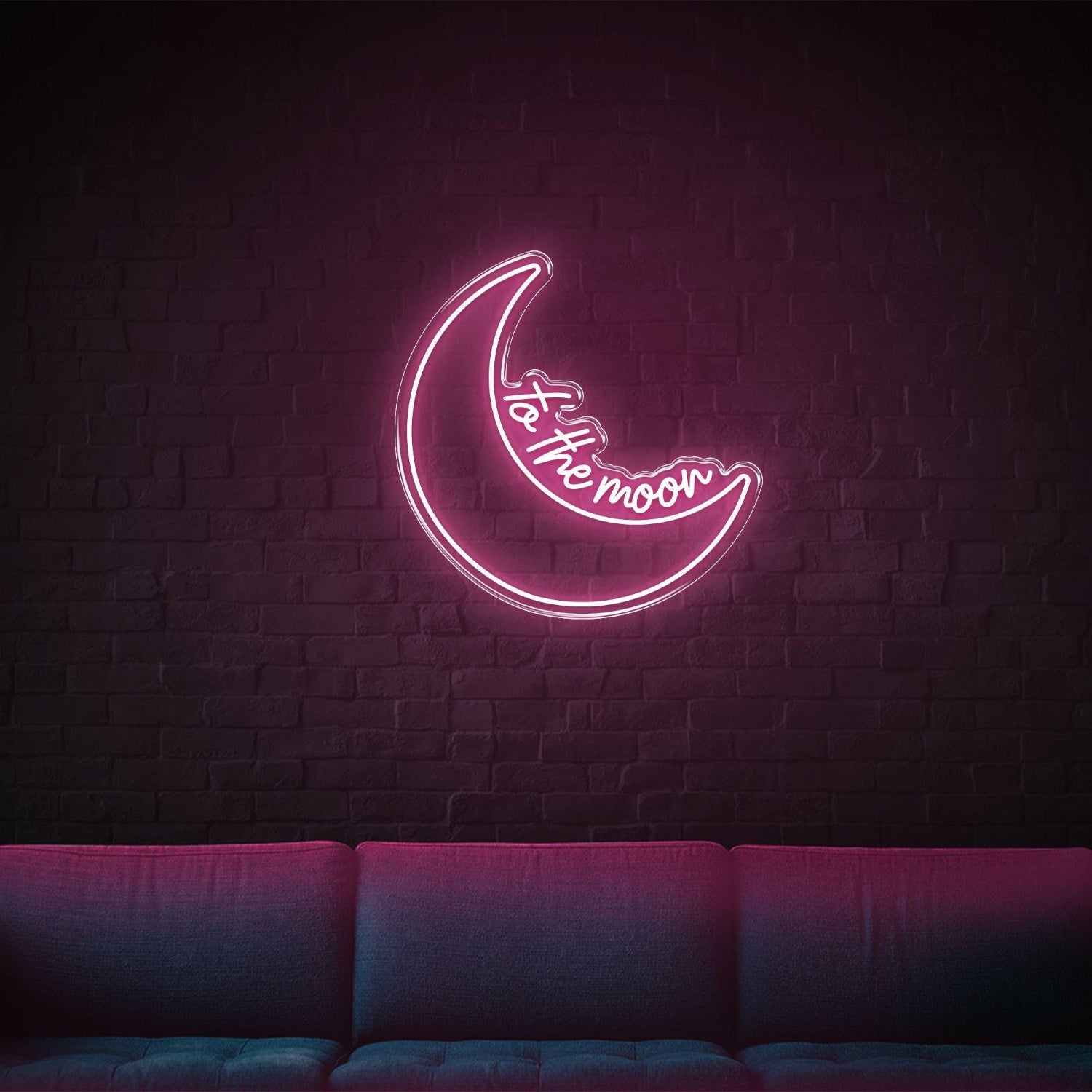 Blue Crescent Moon To The Moon Led Neon Sign For Home Decor | Shineneon