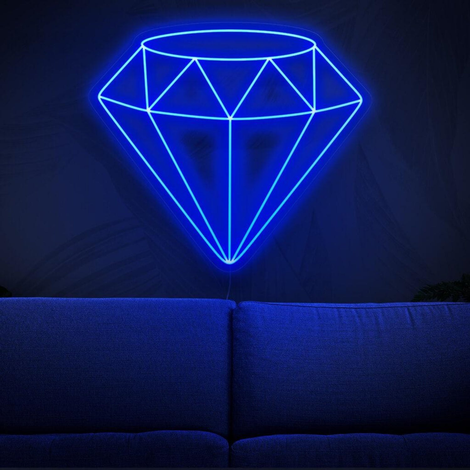 Blue Diamond Line Art Led Neon Sign For Modern Home Or Jewelry Store | Shineneon