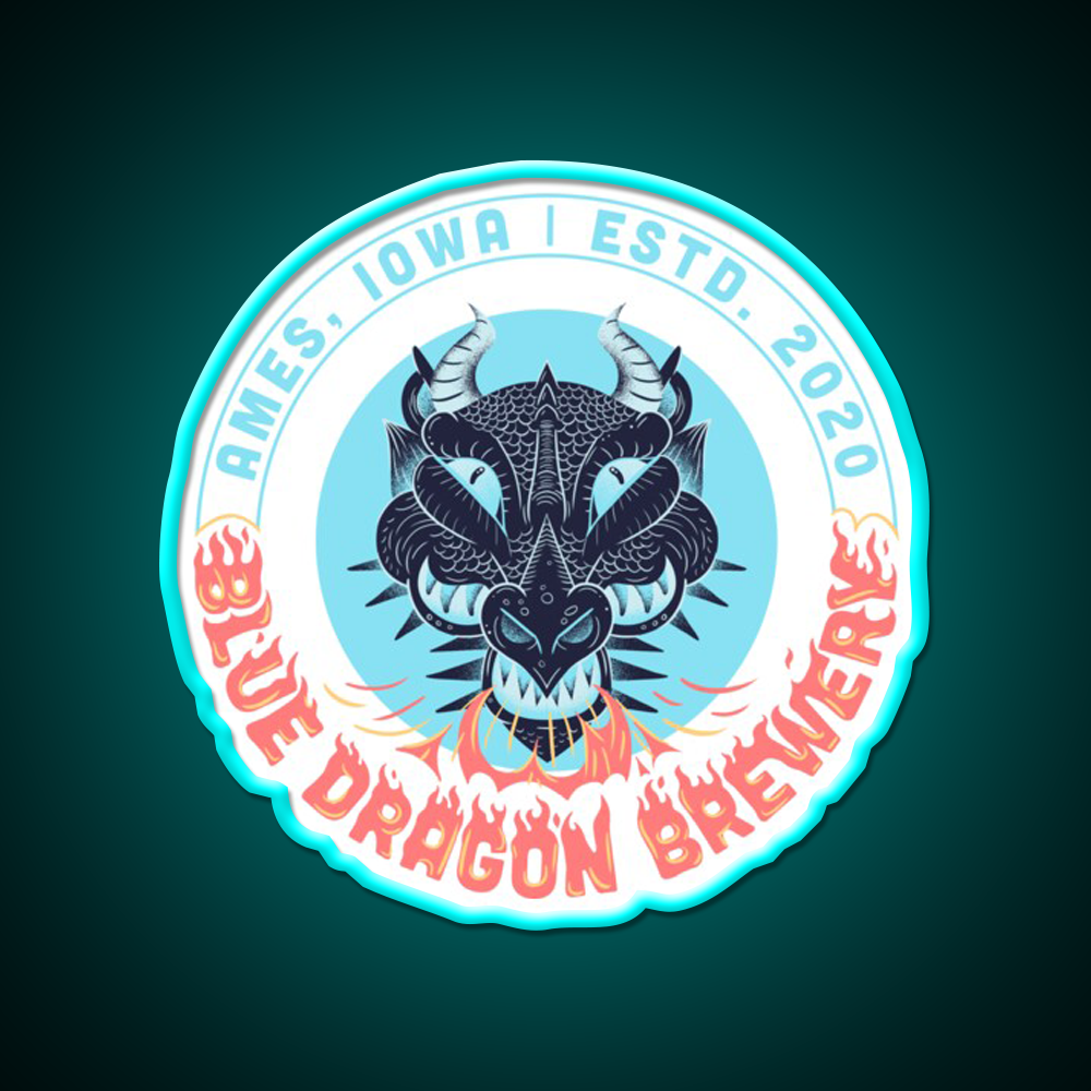 Blue Dragon Brewery Logo Beer Bar Decor Led Neon Sign Rgb Color - Size and dimension reference