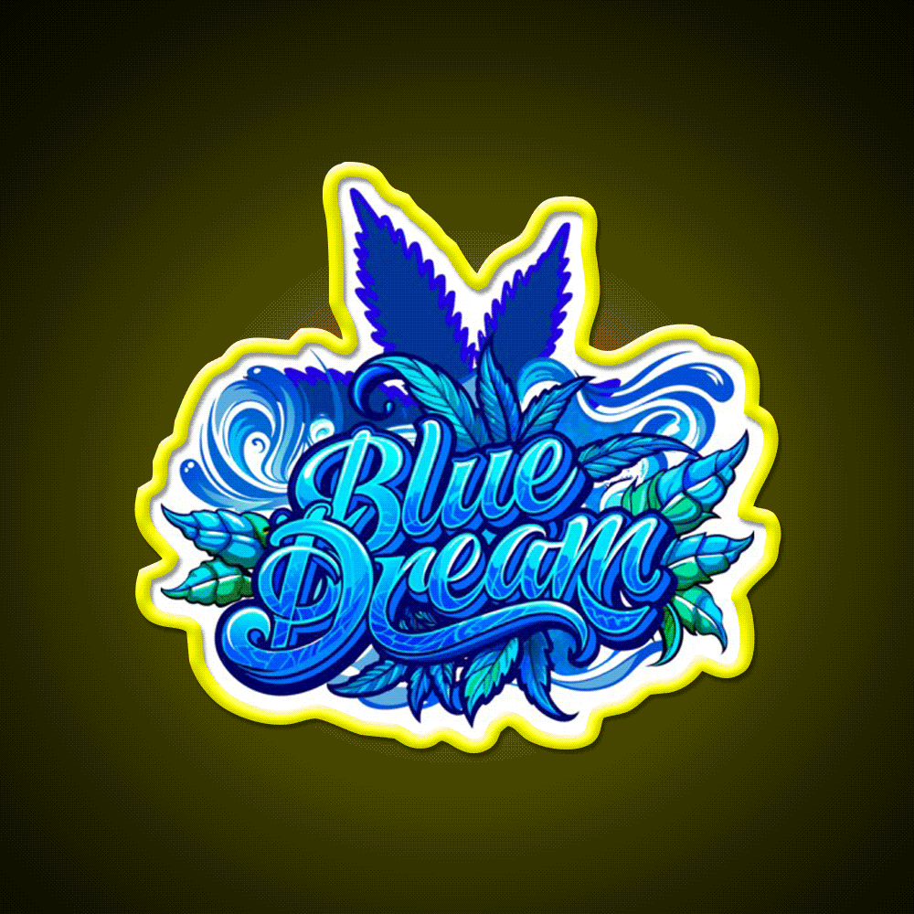 Blue Dream Hemp Inspired Green Leaf Led Neon Sign Rgb Color - Custom LED neon sign front view