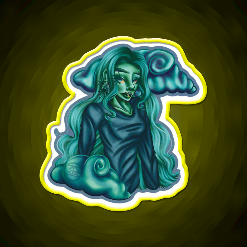 Blue Dream Nymph Hemp Inspired Green Leaf Led Neon Sign Rgb Color - Custom LED neon sign front view