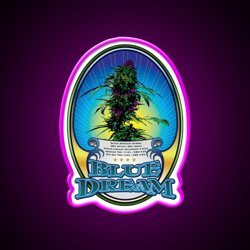 Blue Dream Strain Art Hemp Inspired Green Leaf Led Neon Sign Rgb Color - Shineneon