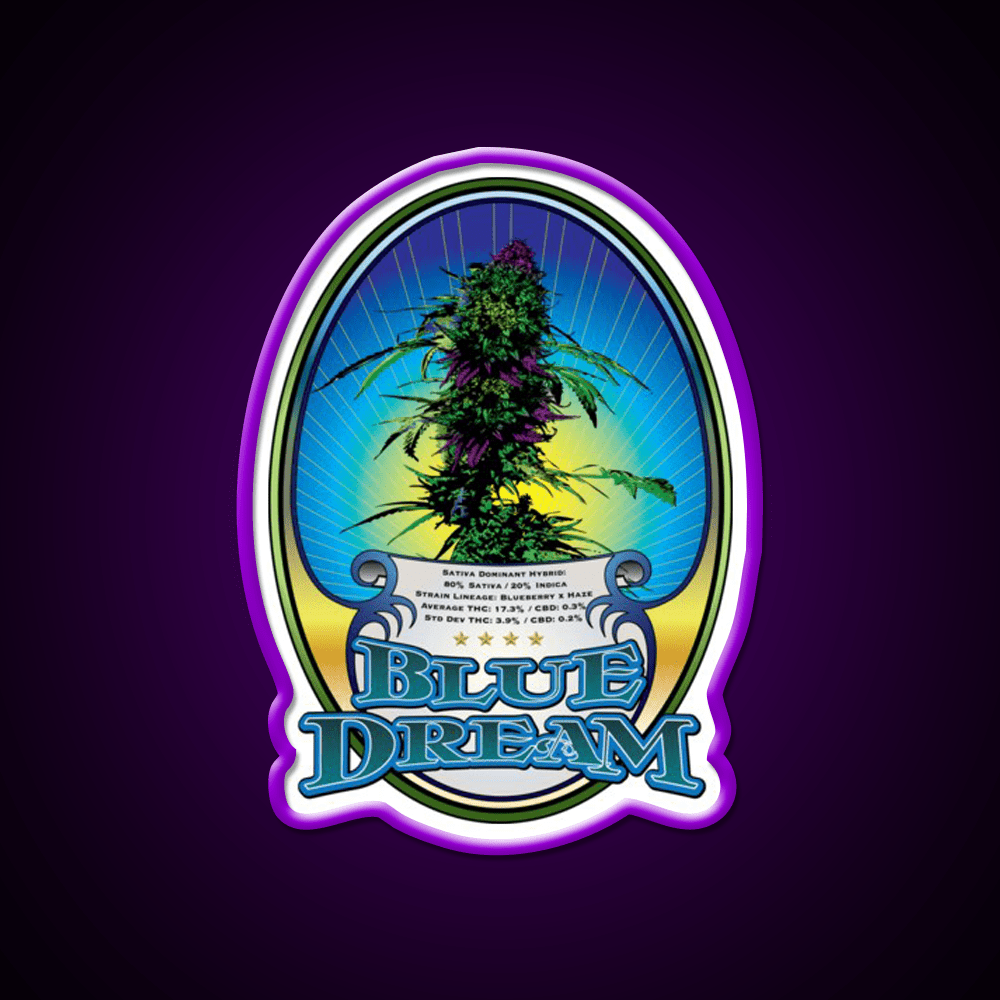 Blue Dream Strain Art Hemp Inspired Green Leaf Led Neon Sign Rgb Color - Shineneon