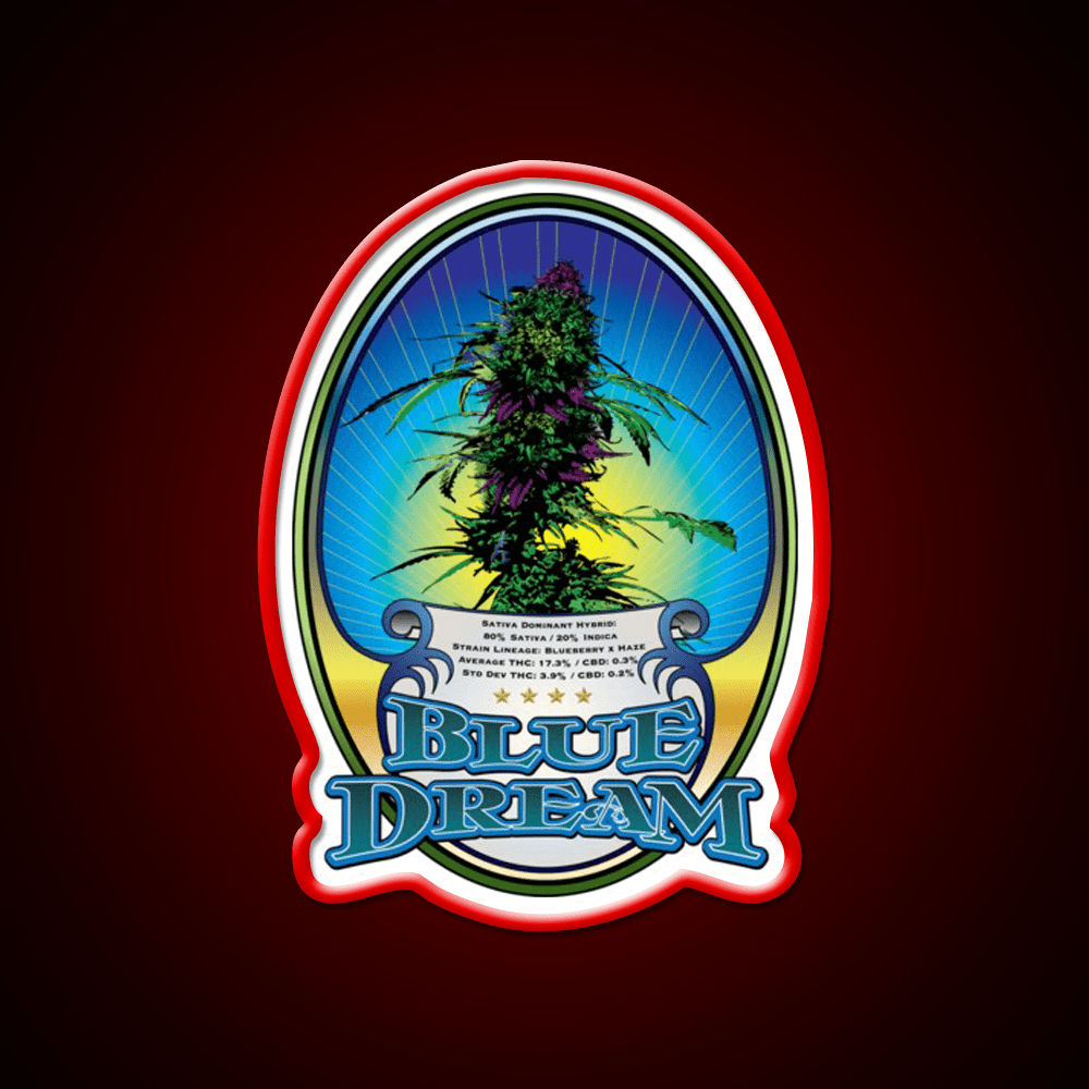Blue Dream Strain Art Hemp Inspired Green Leaf Led Neon Sign Rgb Color - Shineneon