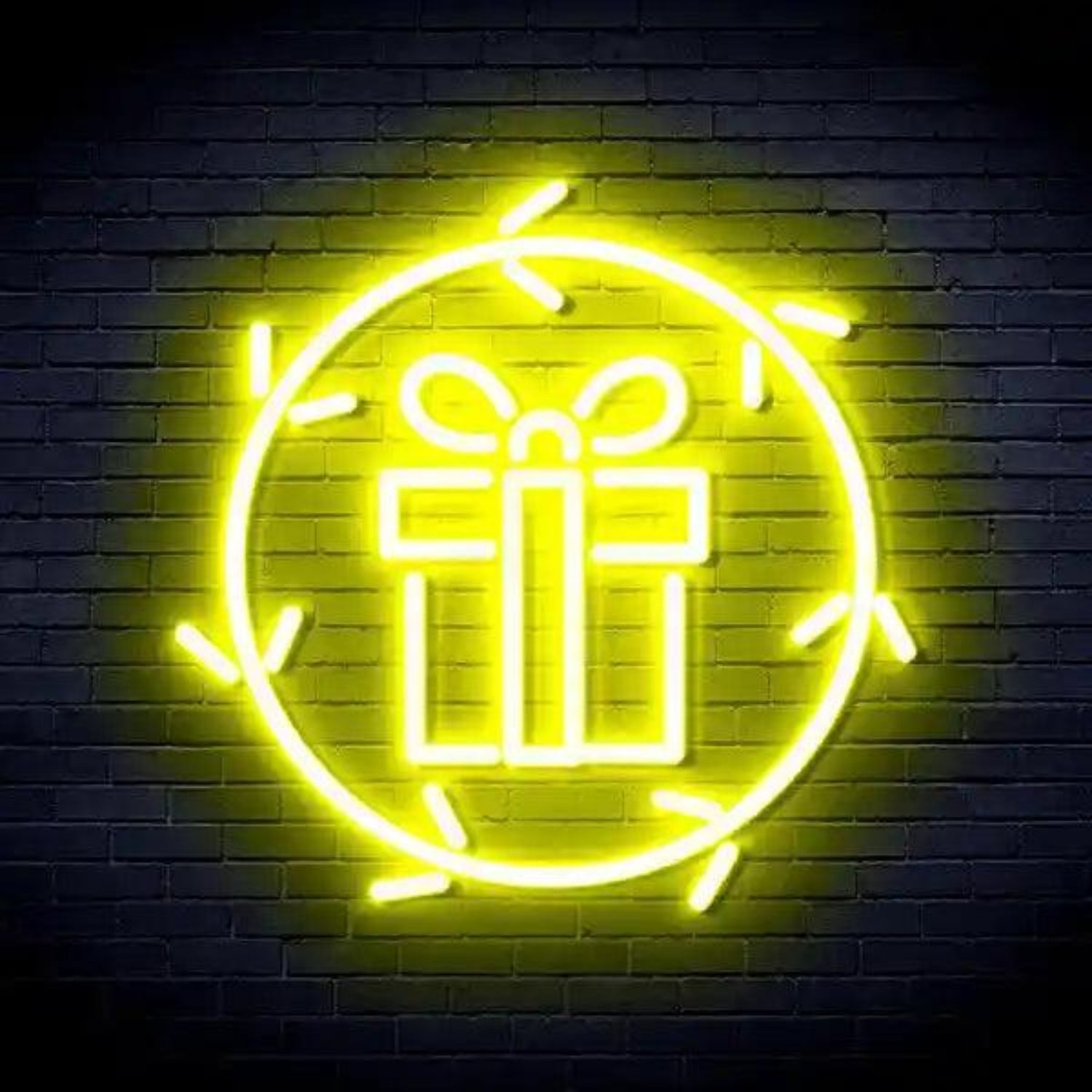 Blue Gift Box Circle Present Led Neon Sign For Christmas Holiday Decor | Shineneon