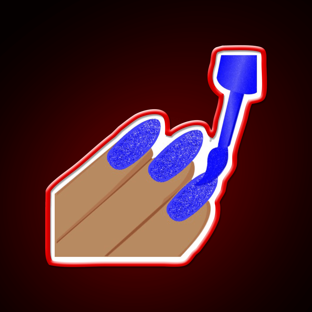 Blue Glitter Nail Salon Led Neon Sign For Tech Room Rgb Color - Shineneon