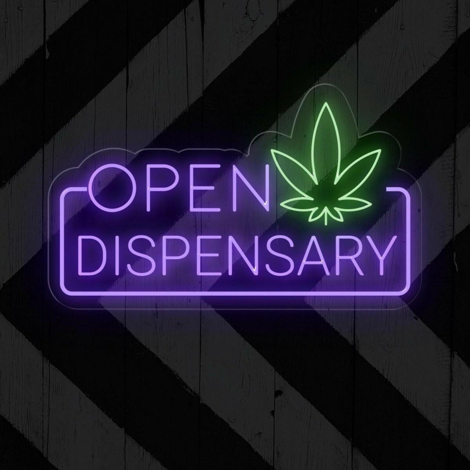Blue Green Cannabis Leaf Open Dispensary Led Neon Sign For Marijuana Shop | Shineneon