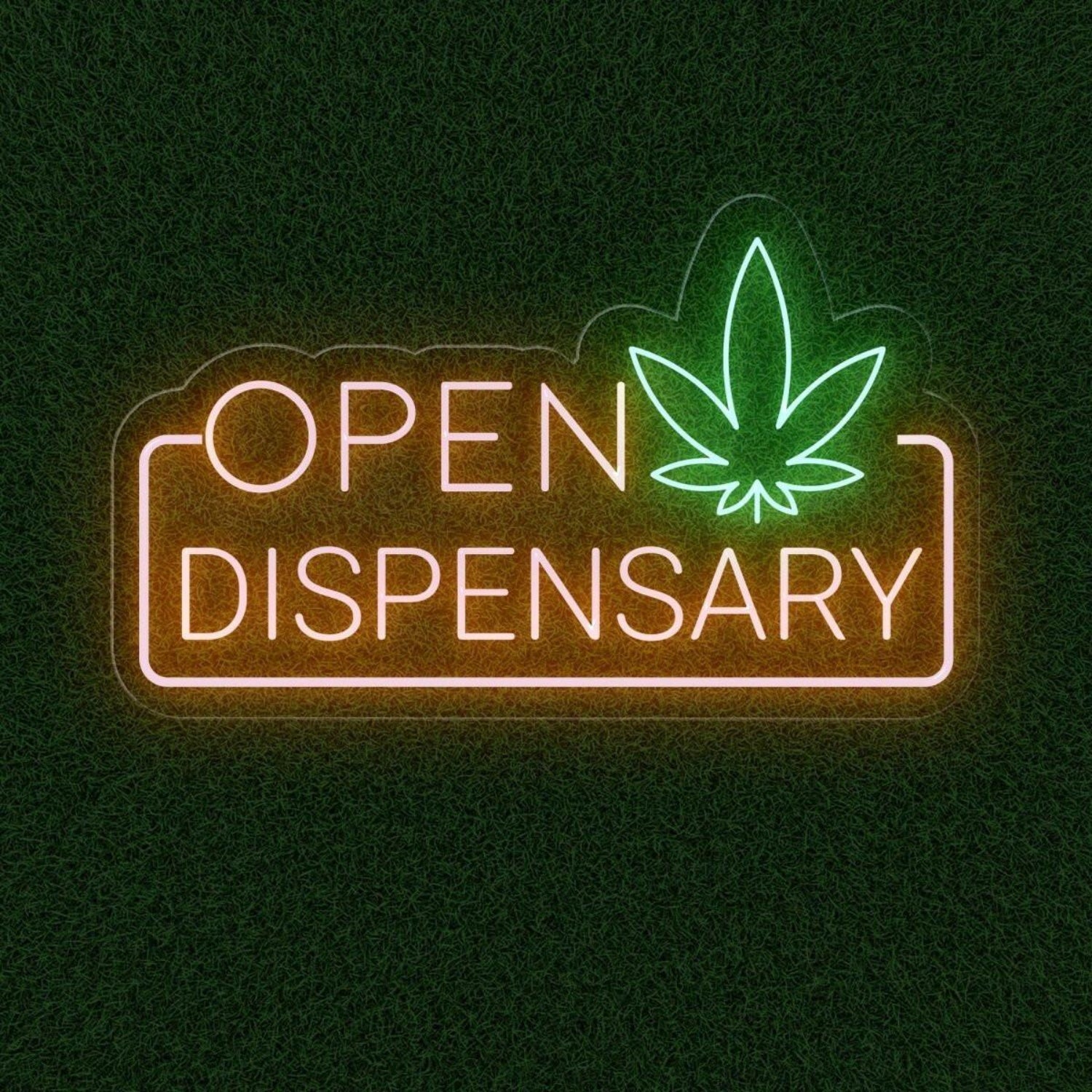 Blue Green Cannabis Leaf Open Dispensary Led Neon Sign For Marijuana Shop | Shineneon