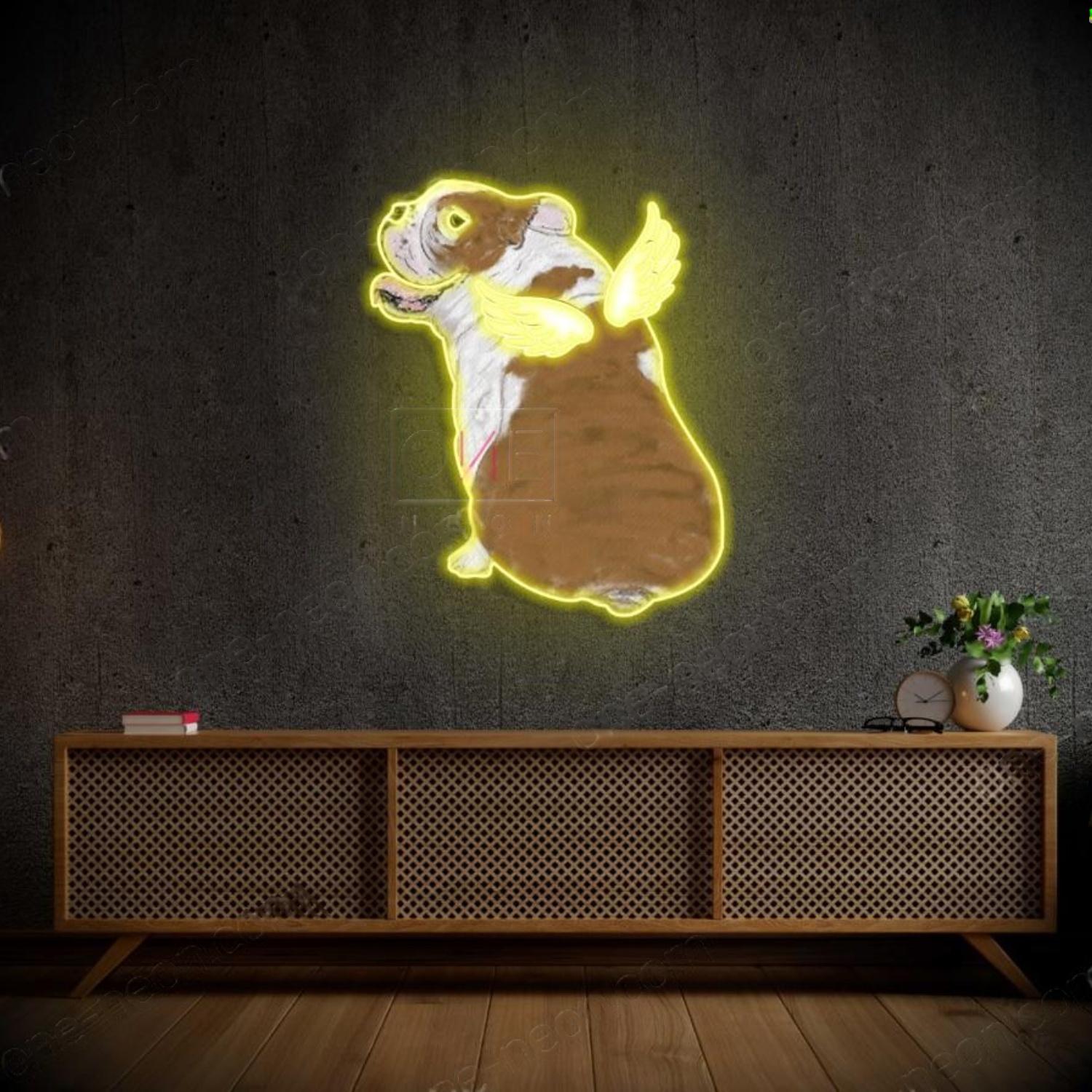 Blue-Green Winged English Bulldog Led Neon Sign For Home Decor | Shineneon