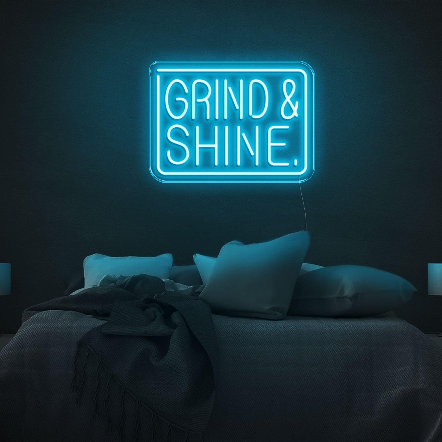Blue Grind Shine Led Neon Sign Modern Bedroom Wall Decor | Shineneon