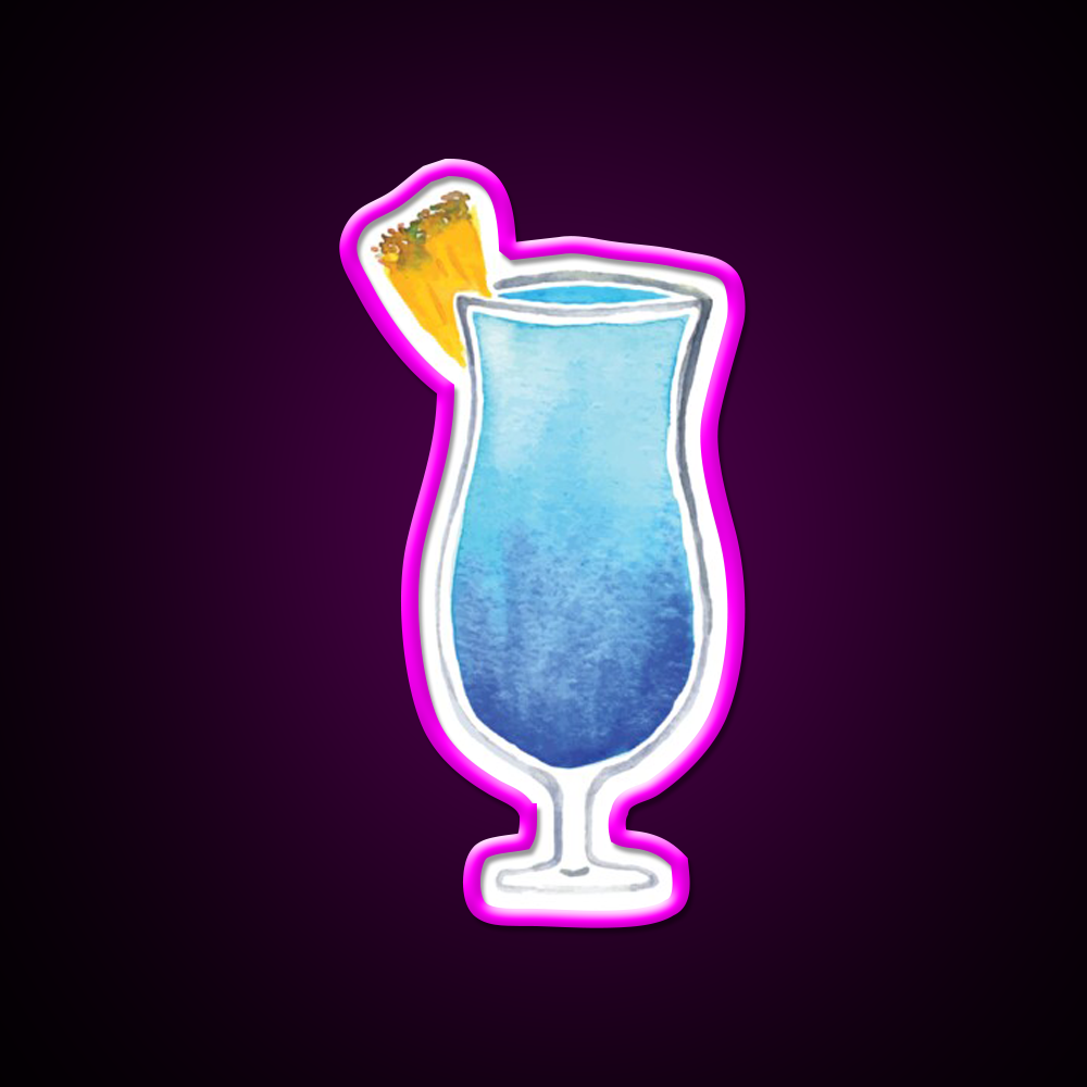 Blue Hawaiian Drink Cocktail Bar Decor Led Neon Sign Rgb Color - Neon sign mounted on wall in room