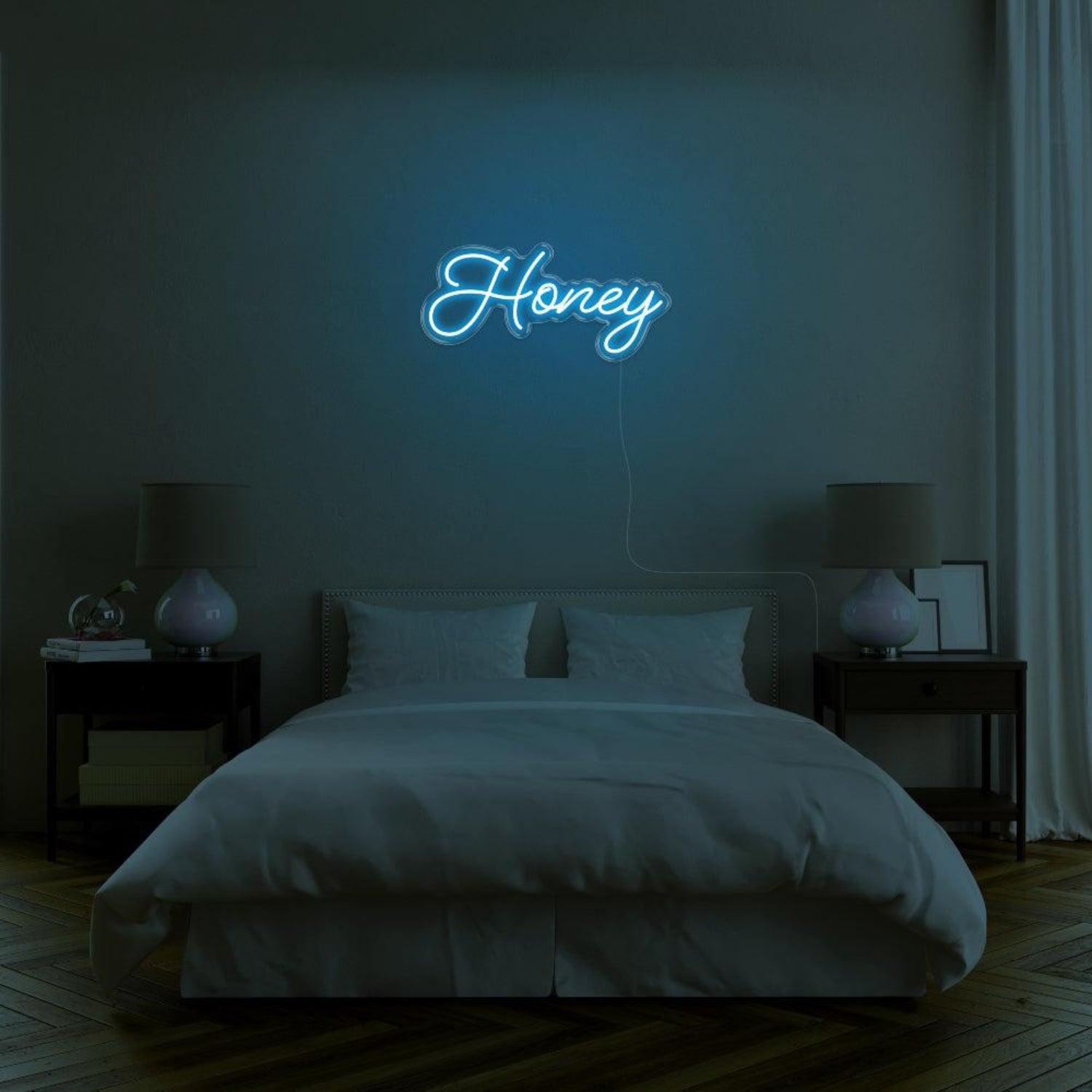 Blue Honey Led Neon Sign Modern Bedroom Wall Decor | Shineneon
