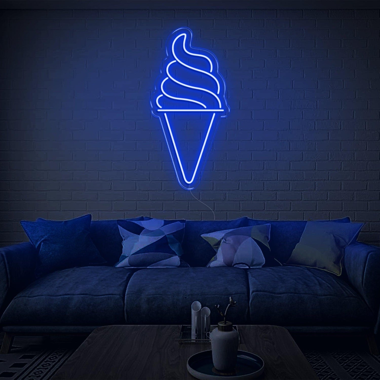 Blue Ice Cream Cone Led Neon Sign For Modern Living Room Home Decor | Shineneon