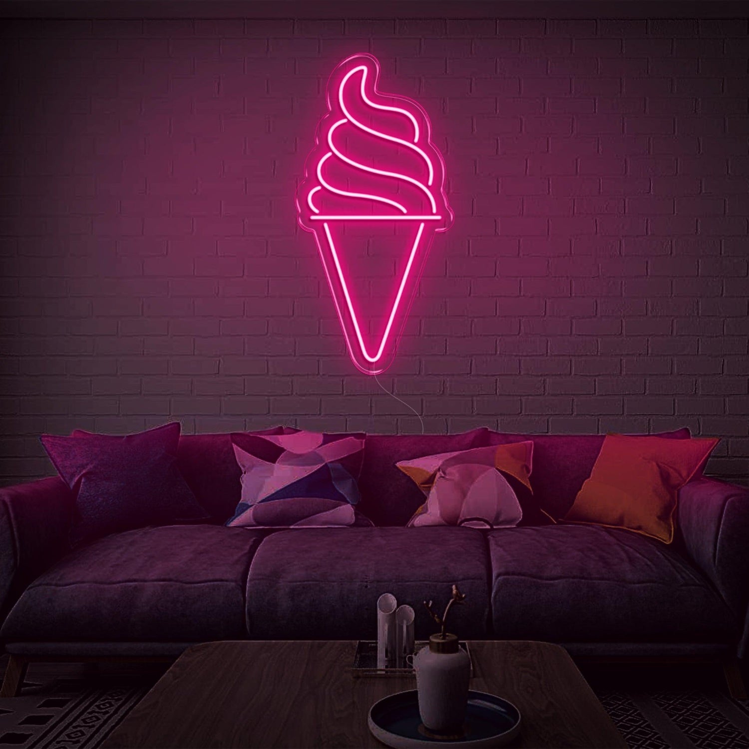Blue Ice Cream Cone Led Neon Sign For Modern Living Room Home Decor | Shineneon