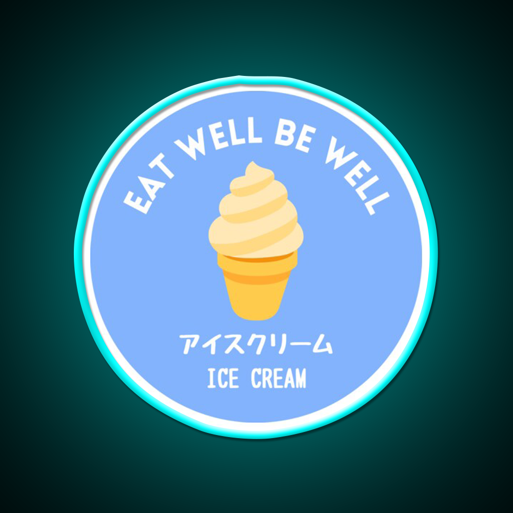Blue Ice Cream Japanese Cafe Food Sweet Snack Food Led Neon Sign Rgb Color