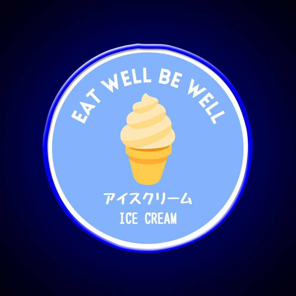 Blue Ice Cream Japanese Cafe Food Sweet Snack Food Led Neon Sign Rgb Color