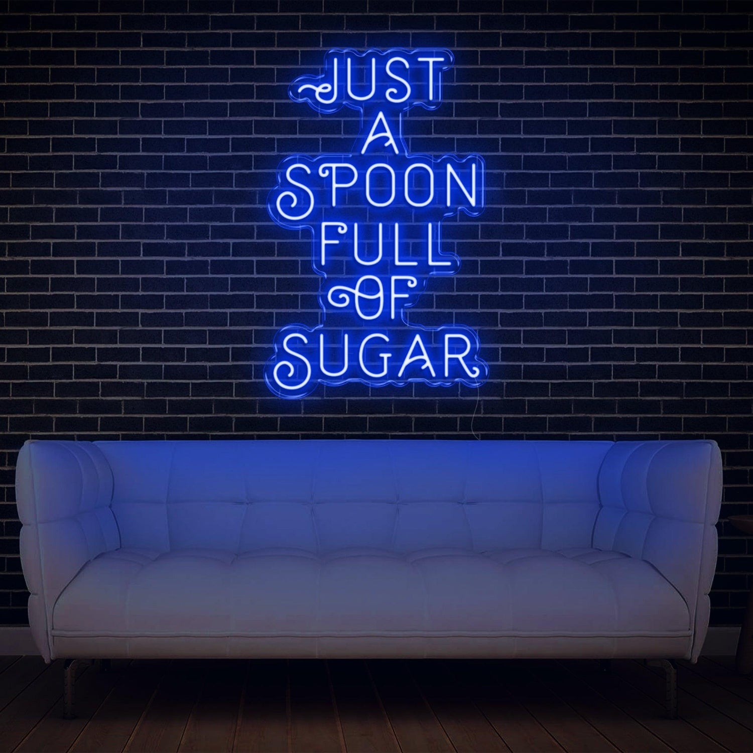 Blue Just A Spoon Full Of Sugar Led Neon Sign For Home Cafe Sweet Decor | Shineneon