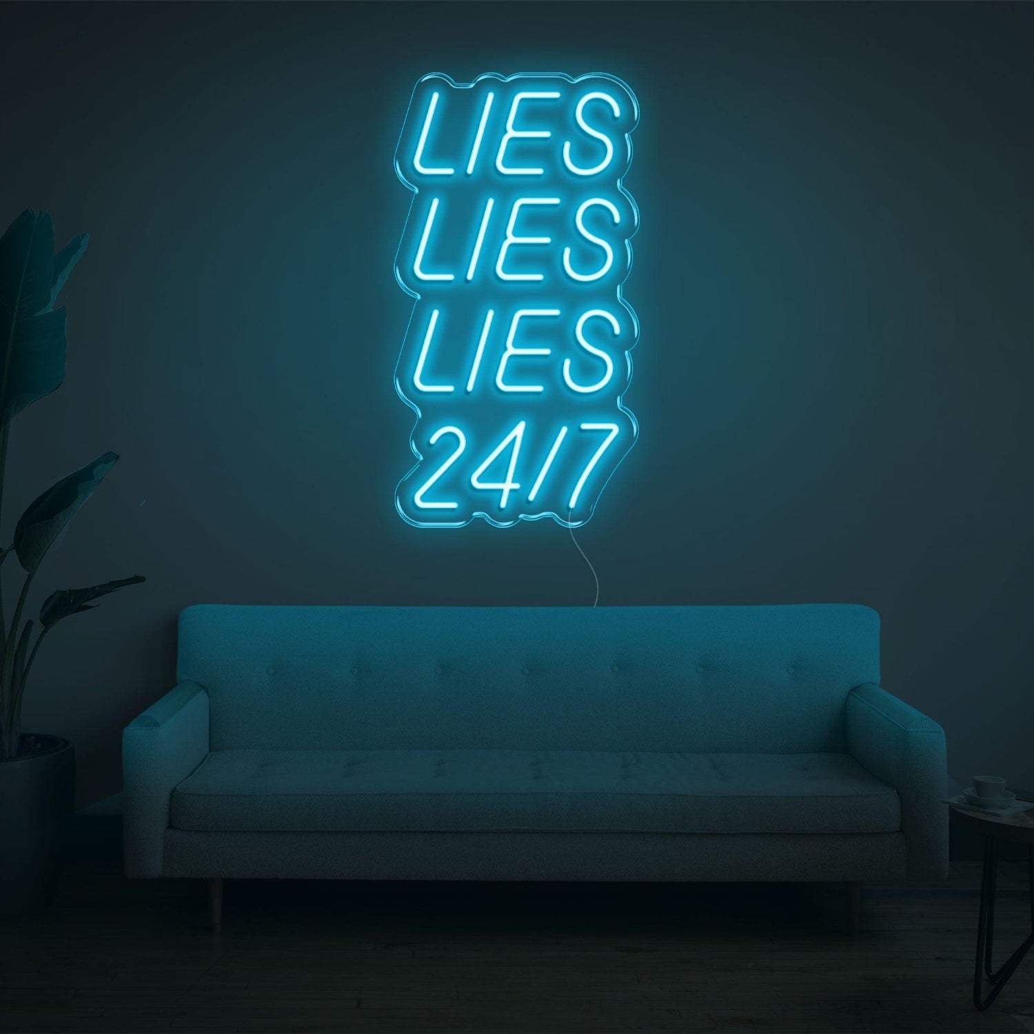 Blue Lies Lies Lies 24-7 Led Neon Sign For Home Wall Decor | Shineneon