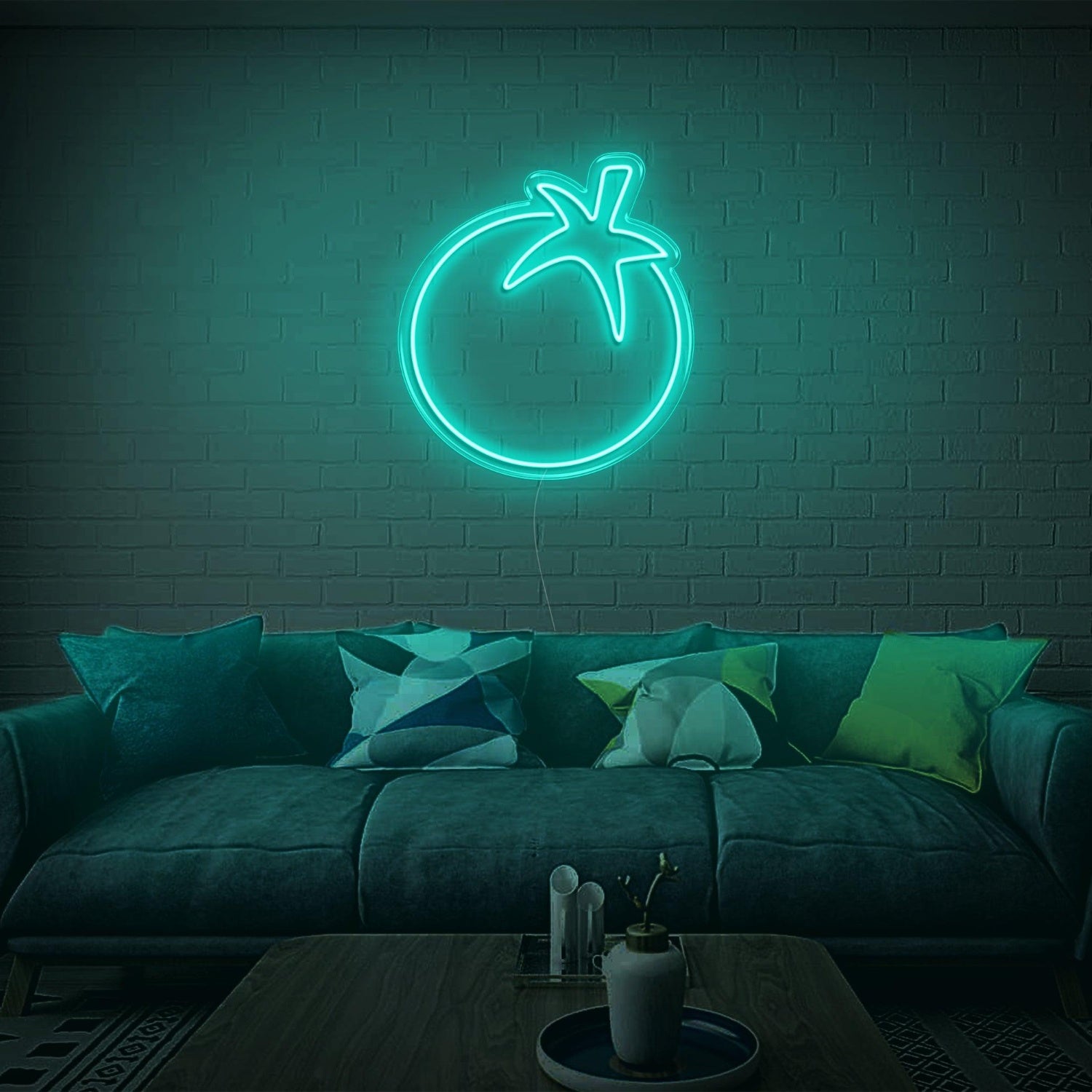 Blue Line Art Tomato Led Neon Sign For Modern Home Decor | Shineneon
