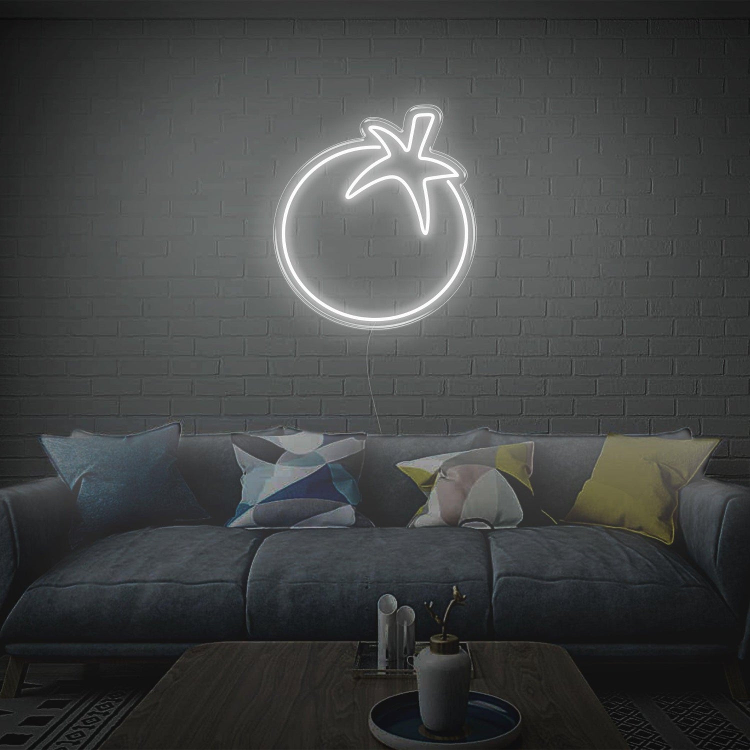 Blue Line Art Tomato Led Neon Sign For Modern Home Decor | Shineneon