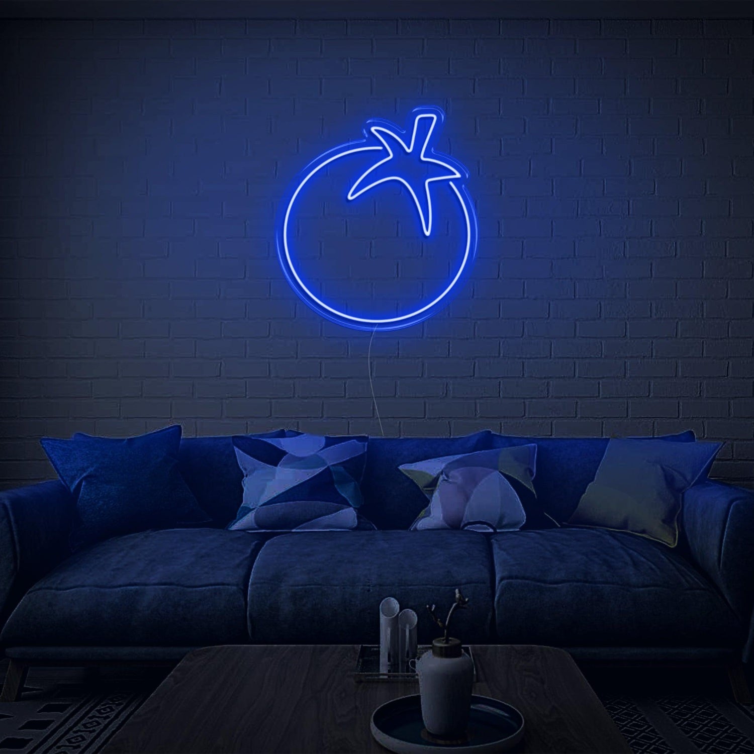 Blue Line Art Tomato Led Neon Sign For Modern Home Decor | Shineneon