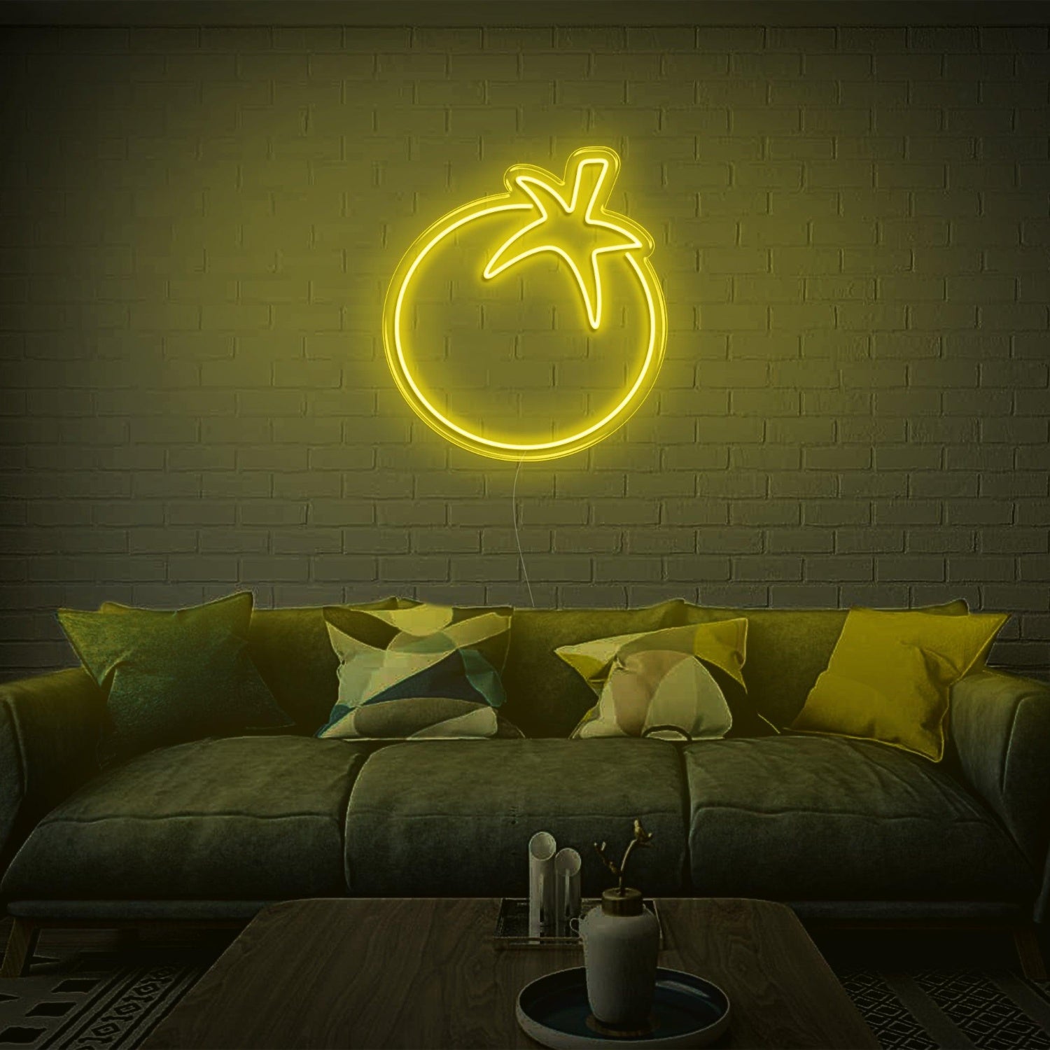 Blue Line Art Tomato Led Neon Sign For Modern Home Decor | Shineneon