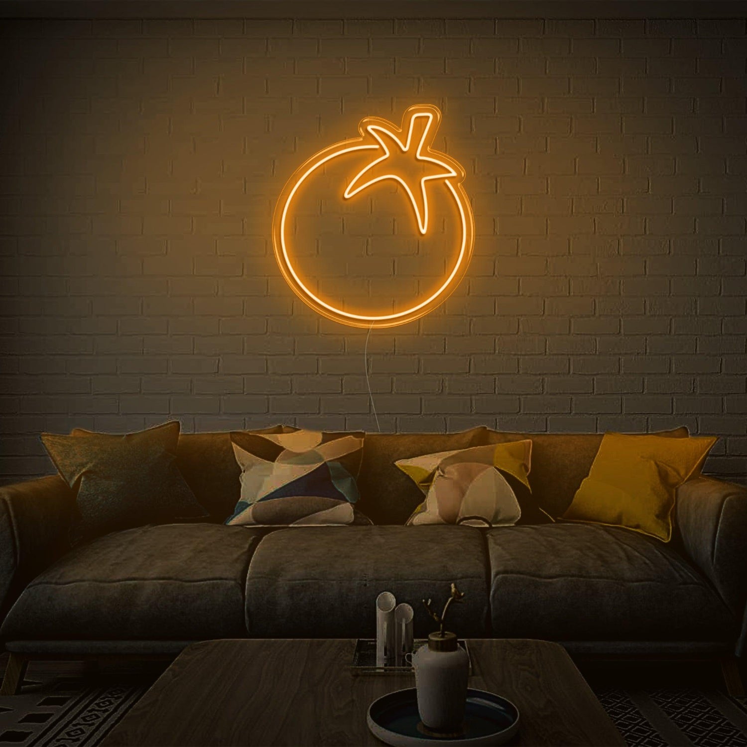 Blue Line Art Tomato Led Neon Sign For Modern Home Decor | Shineneon