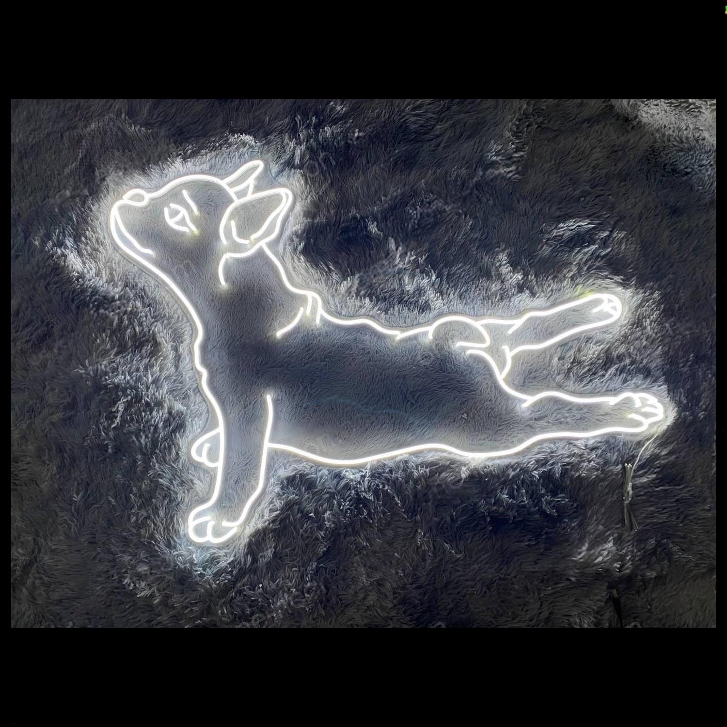 Blue Lying French Bull Dog Led Neon Sign For Home Pet Cafe Decor | Shineneon