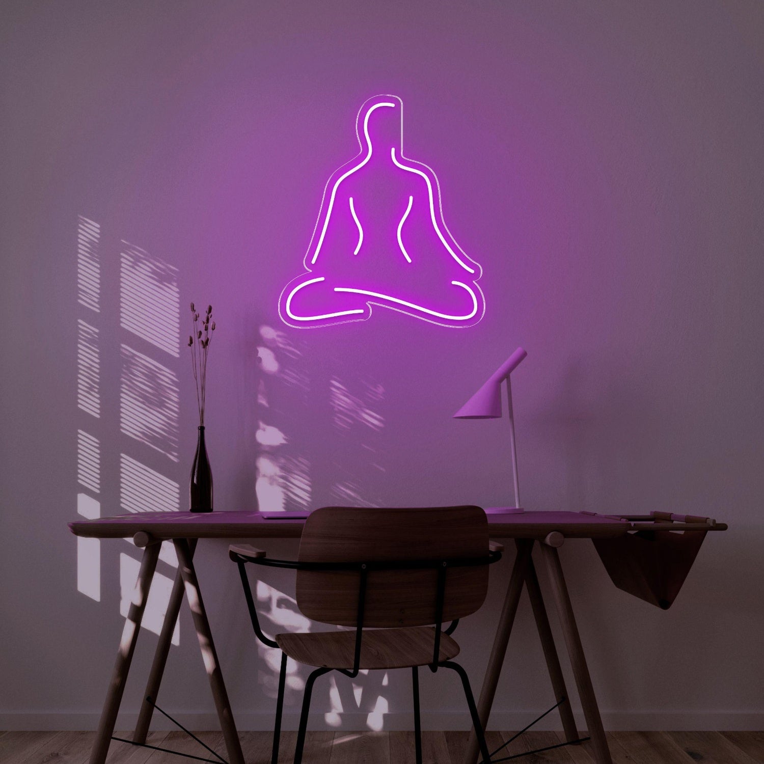 Blue Meditating Silhouette Led Neon Sign For Serene Study Decor | Shineneon