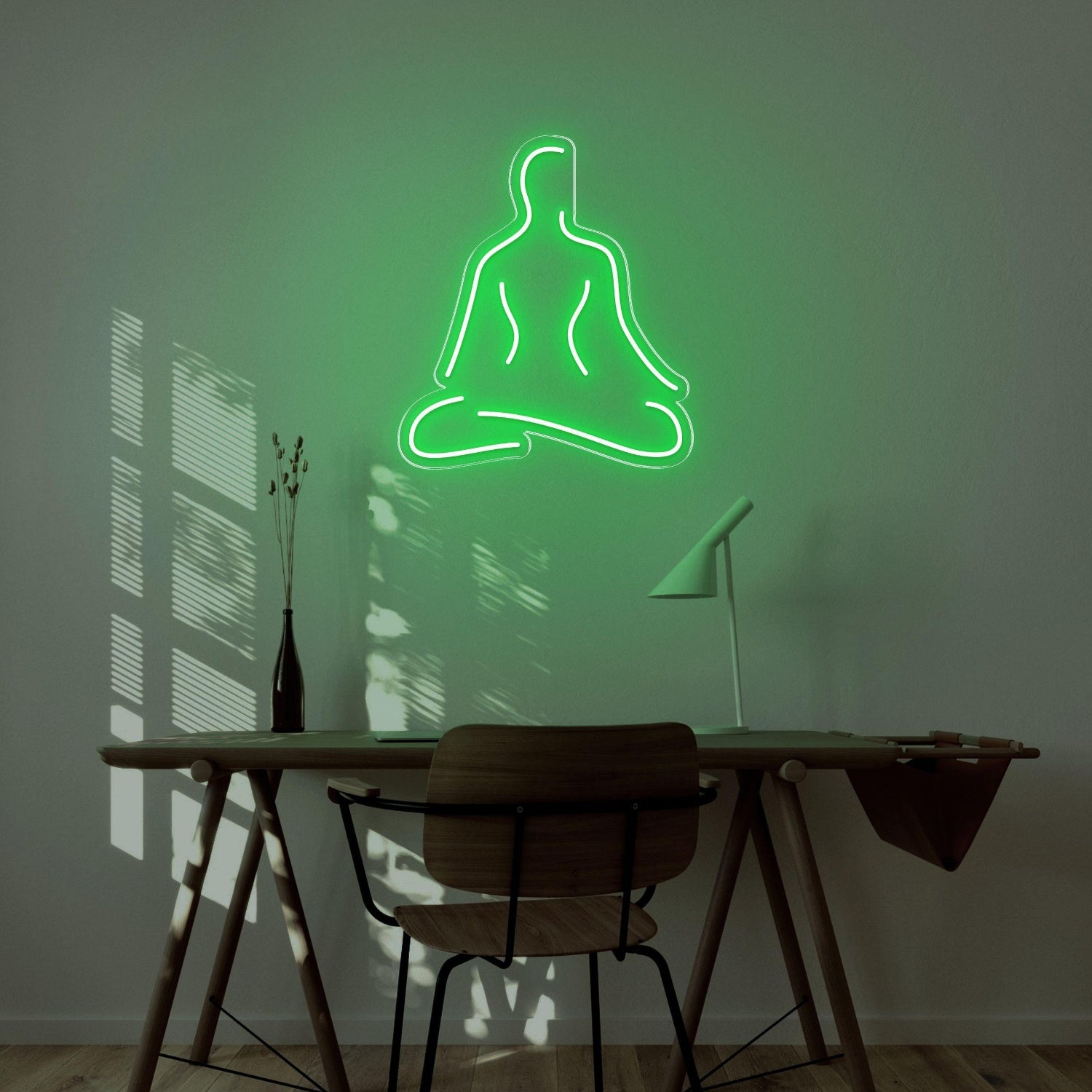 Blue Meditating Silhouette Led Neon Sign For Serene Study Decor | Shineneon