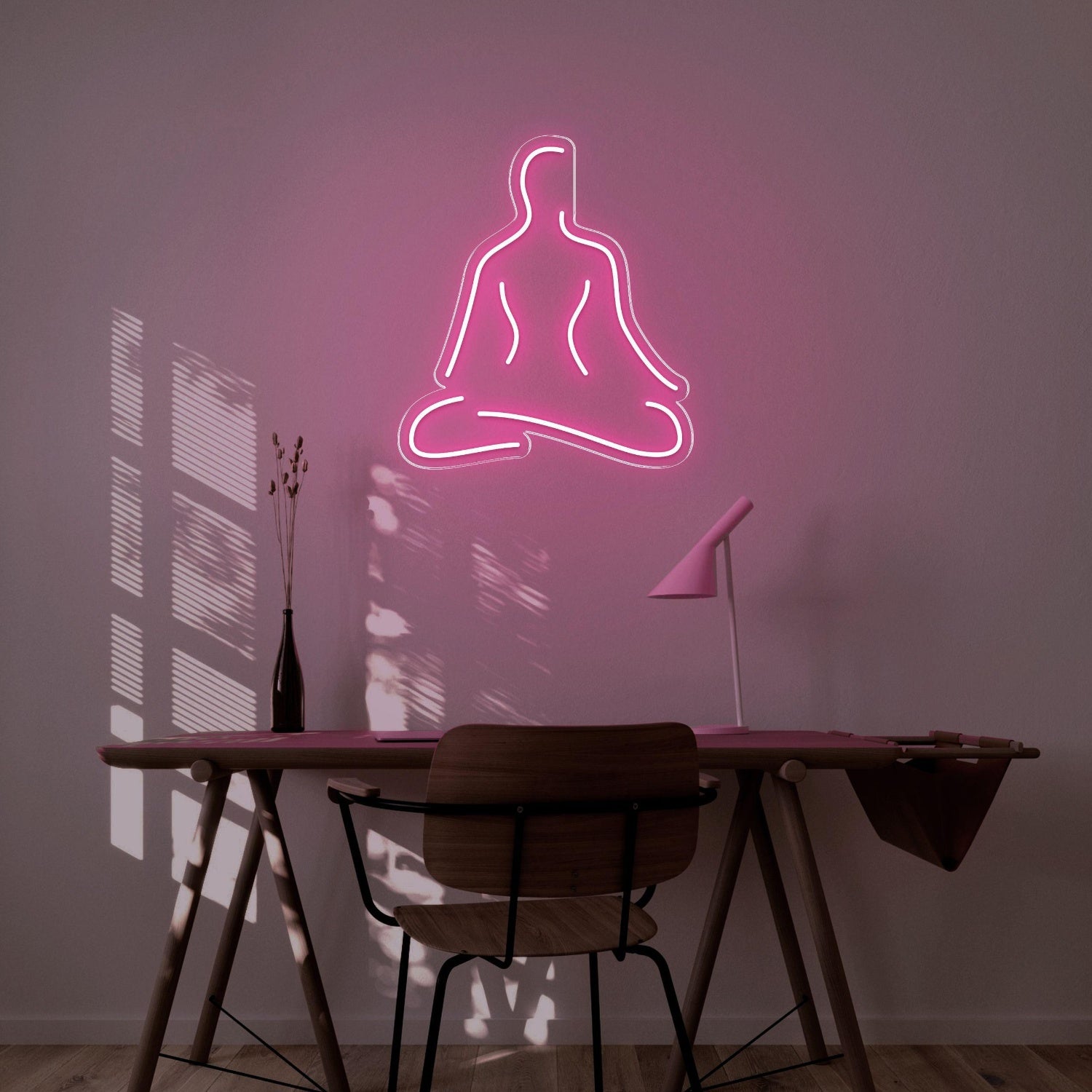 Blue Meditating Silhouette Led Neon Sign For Serene Study Decor | Shineneon