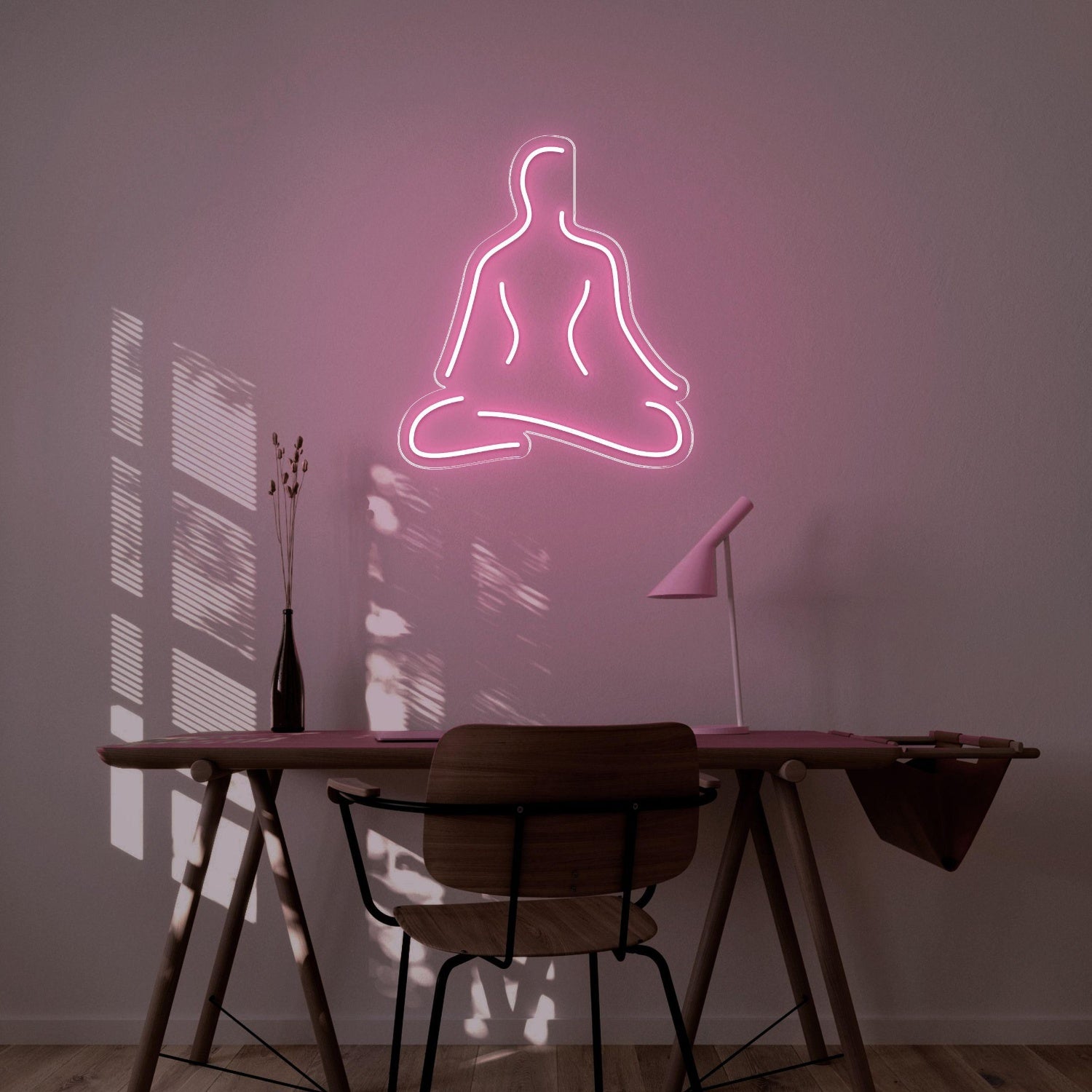 Blue Meditating Silhouette Led Neon Sign For Serene Study Decor | Shineneon