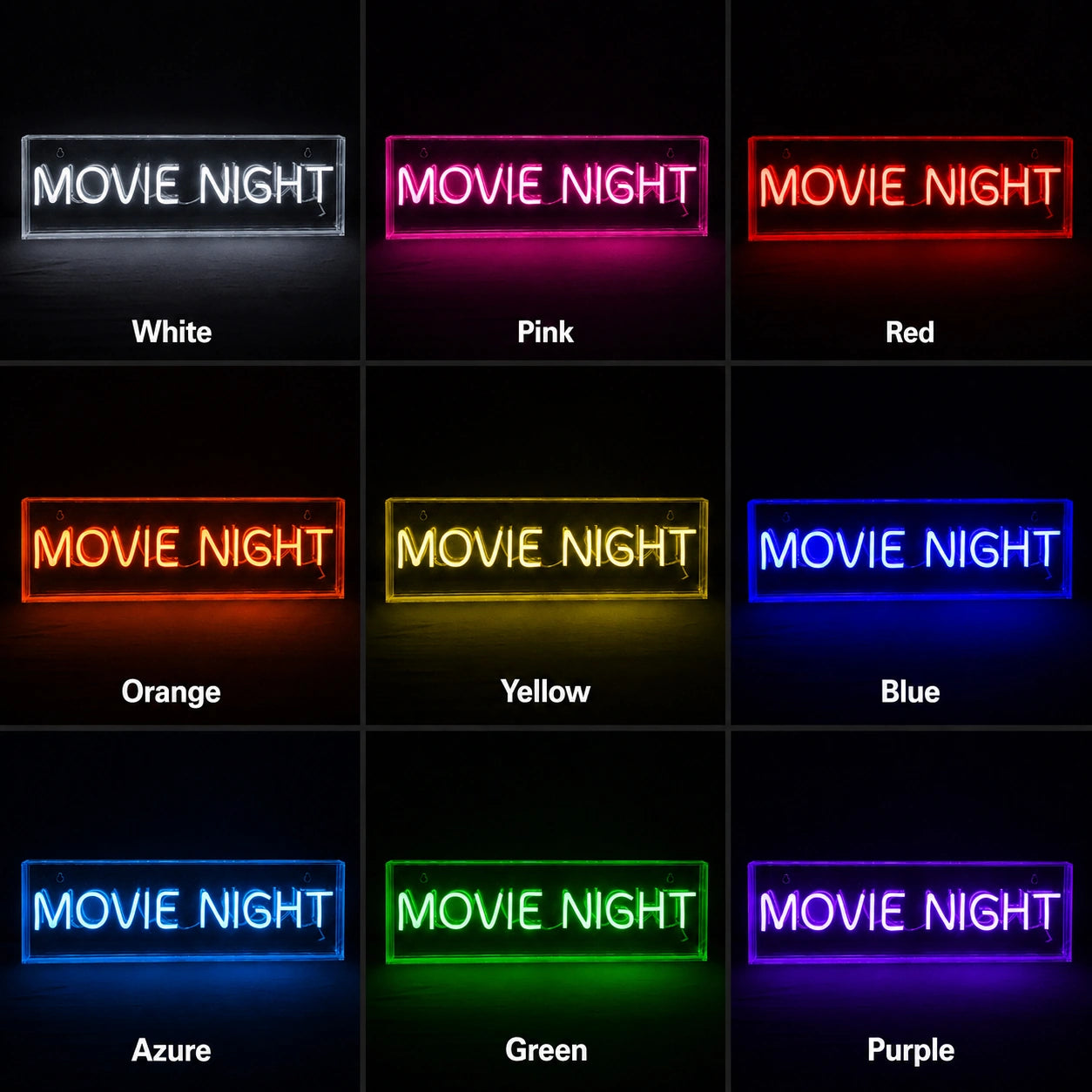 Blue Movie Night Neon Sign LED Neon Sign color grid