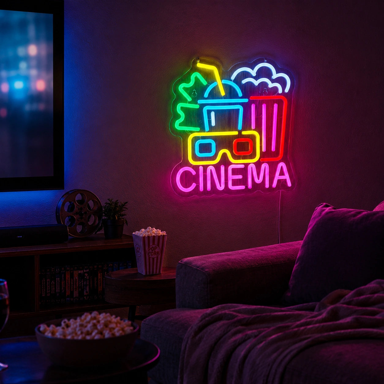 Blue Movie Room Neon Sign LED Neon Sign real lifestyle scene