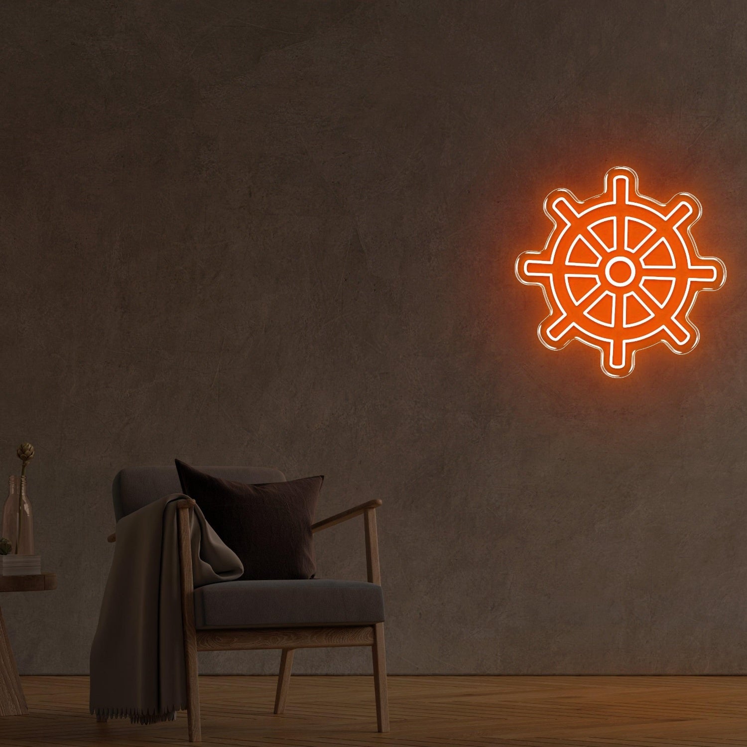 Blue Nautical Wheel Led Neon Sign For Modern Interior And Marine Theme Decor | Shineneon