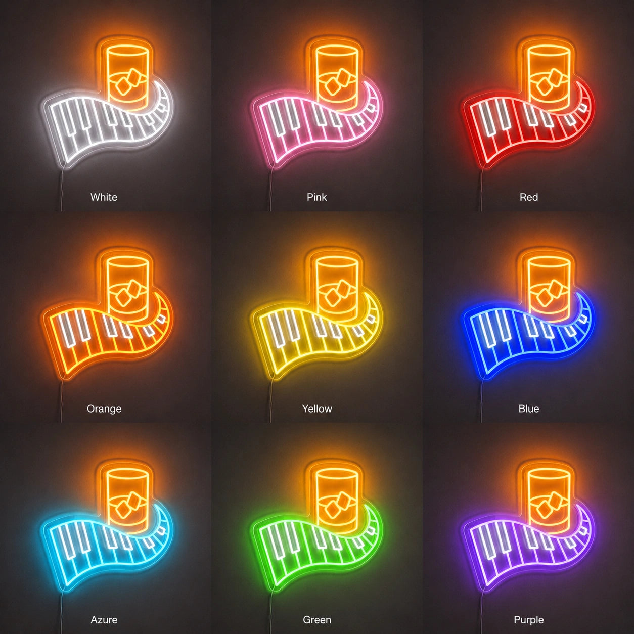 Blue Pour Tumbler Neon Sign LED Neon Sign color grid