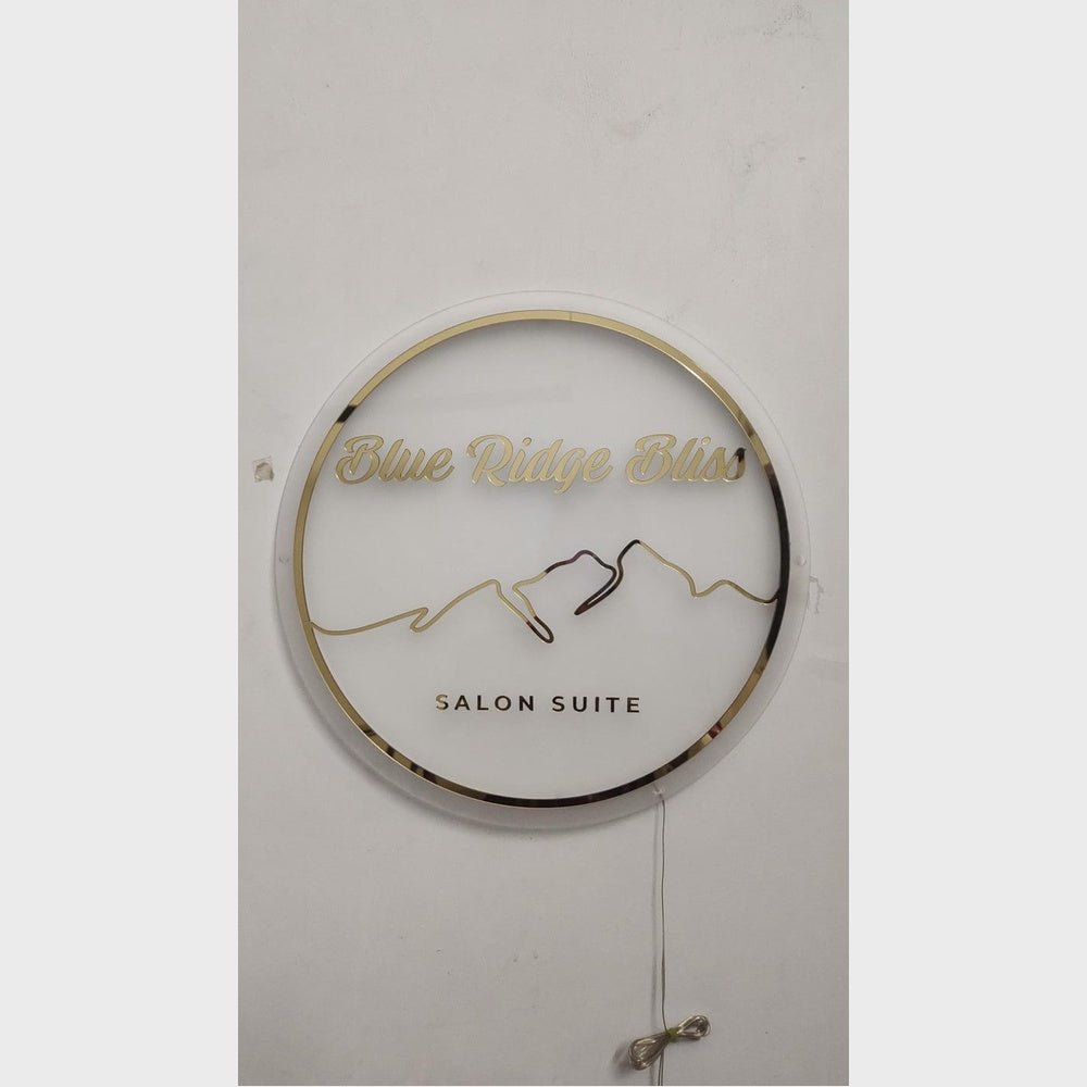 Blue Ridge Bliss Salon Suite Acrylic Business Logo Sign - Shineneon