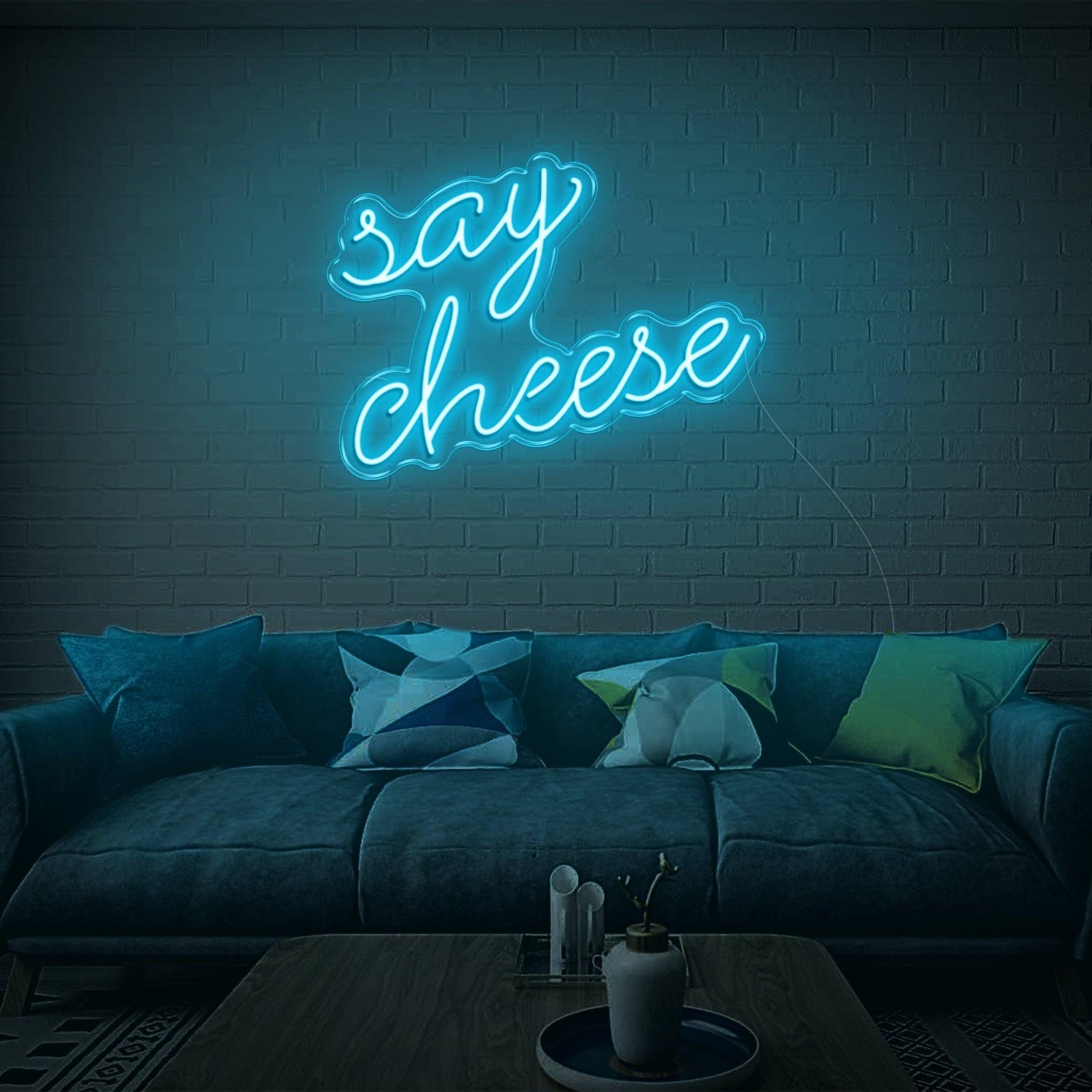 Blue Say Cheese Led Neon Sign For Living Room Home Wall Art | Shineneon