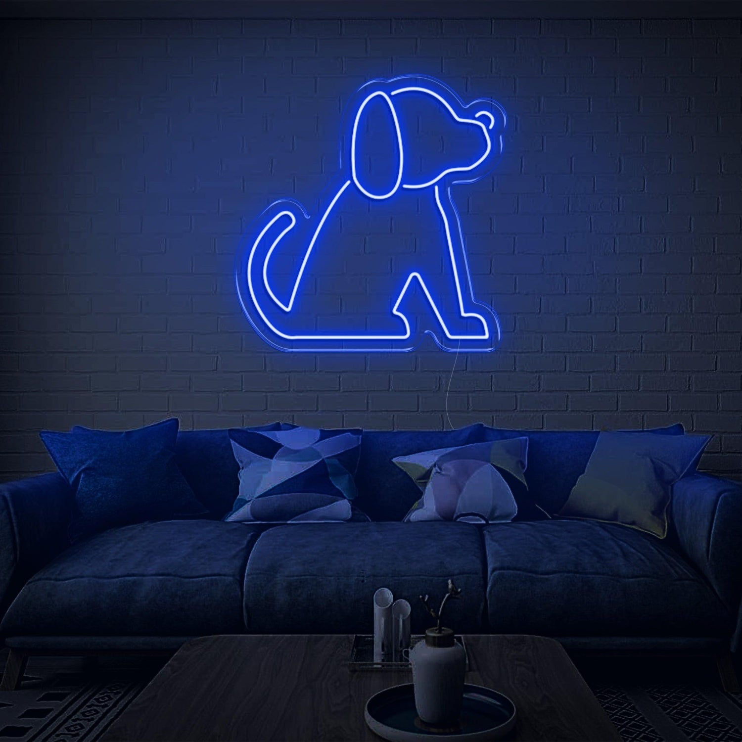 Blue Sitting Puppy Led Neon Sign For Indoor Wall Art | Shineneon