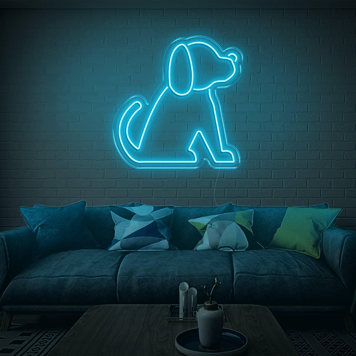 Blue Sitting Puppy Led Neon Sign For Indoor Wall Art | Shineneon