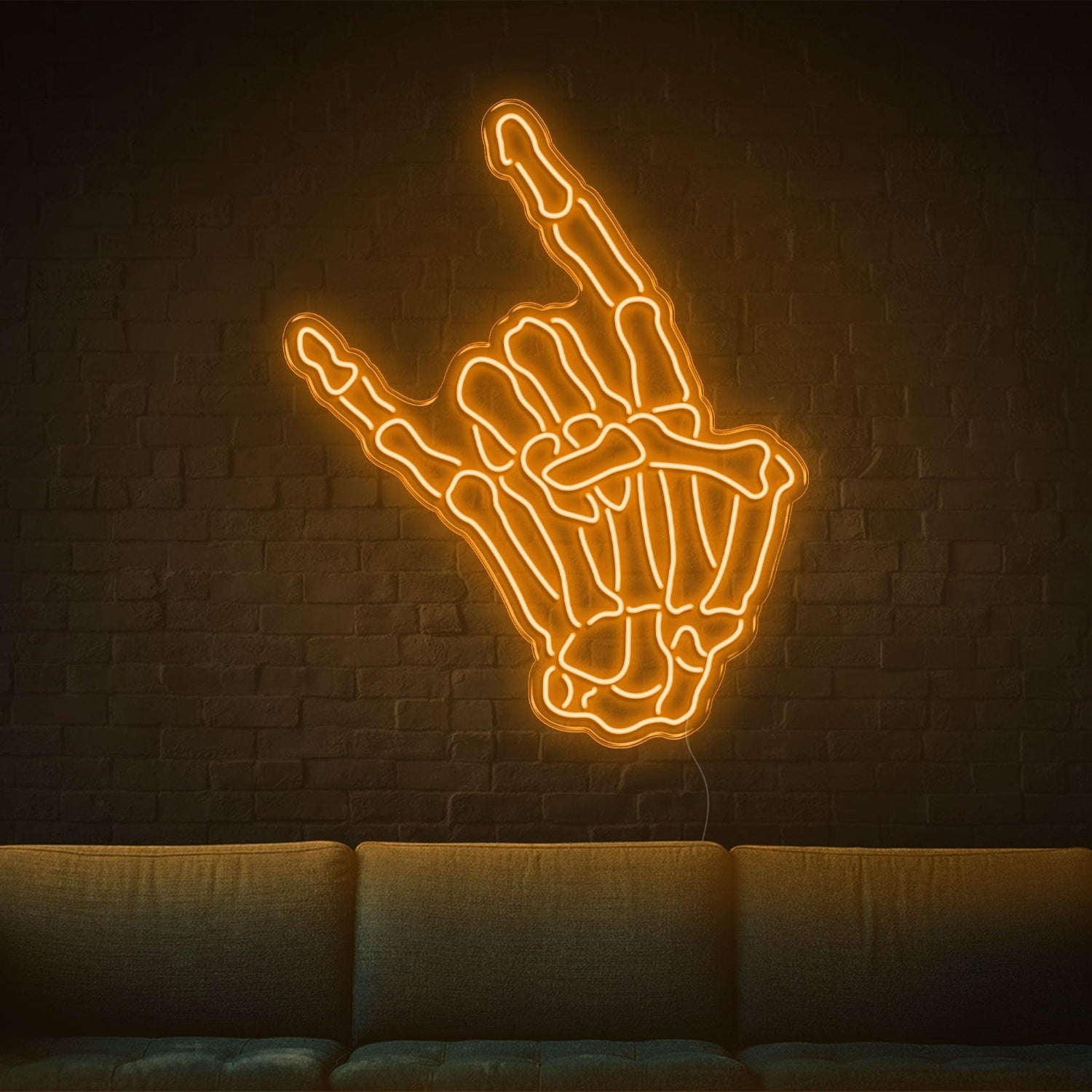 Blue Skull Rock Hand Gesture Led Neon Sign For Home Bar Music Studio Decor | Shineneon