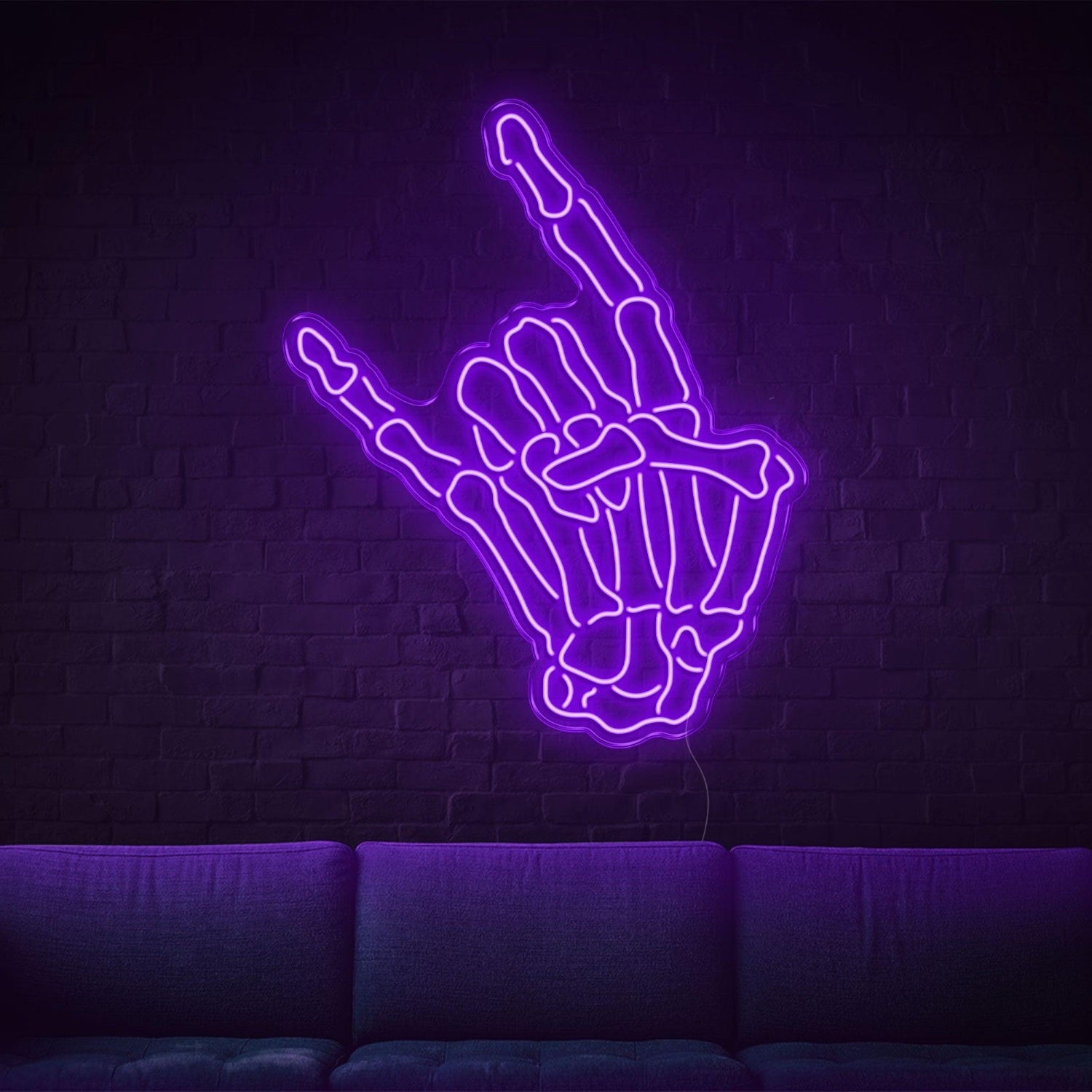 Blue Skull Rock Hand Gesture Led Neon Sign For Home Bar Music Studio Decor | Shineneon