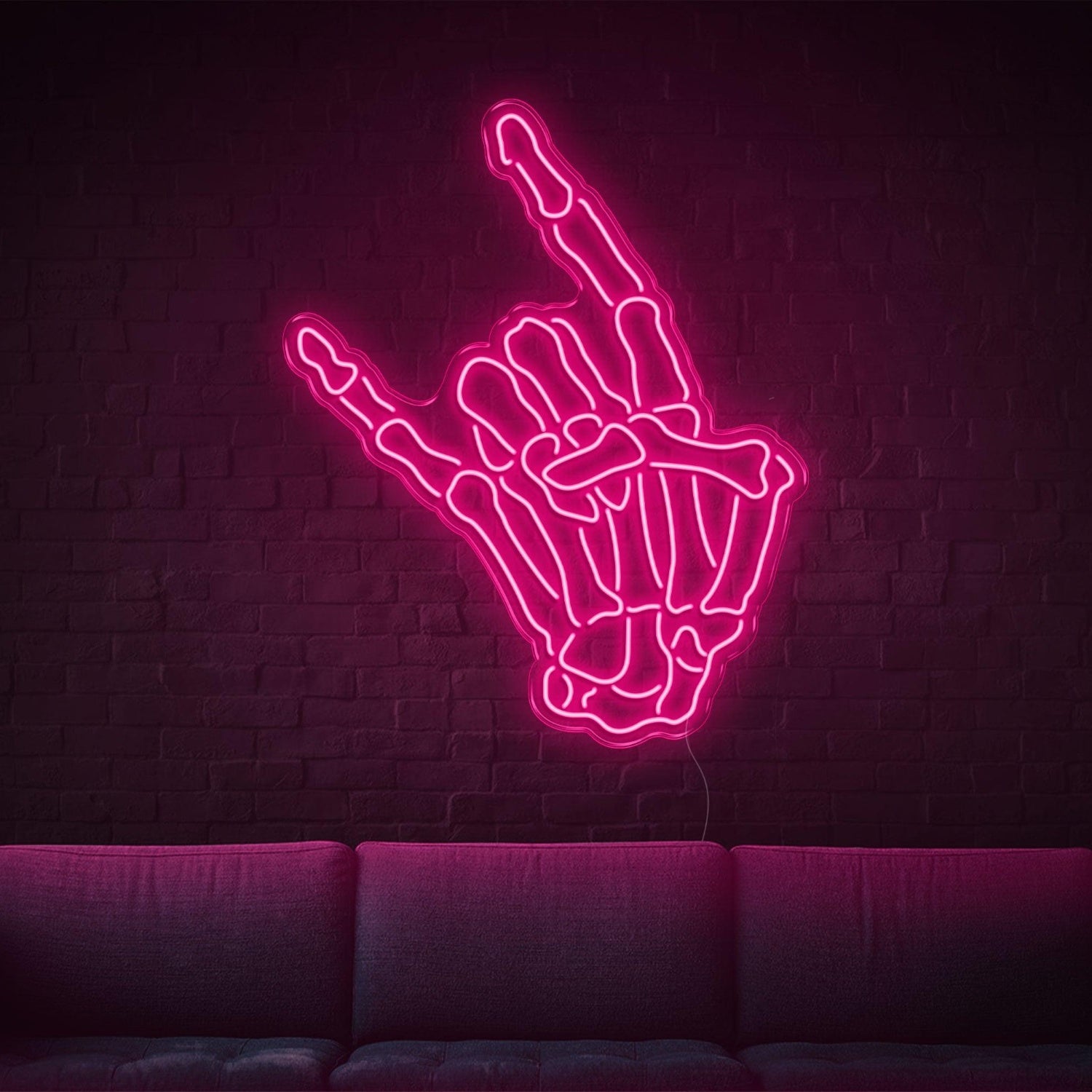 Blue Skull Rock Hand Gesture Led Neon Sign For Home Bar Music Studio Decor | Shineneon