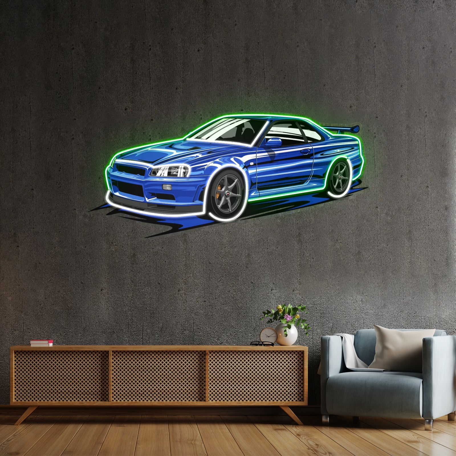 Blue Sport Car Led Neon Sign Light Custom Led Signs - Shineneon